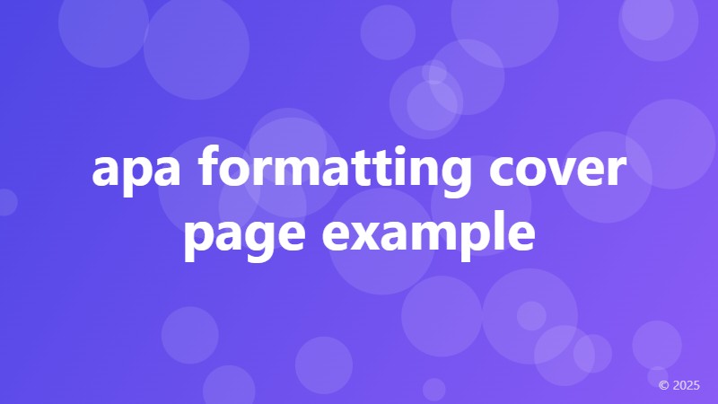 apa formatting cover page example