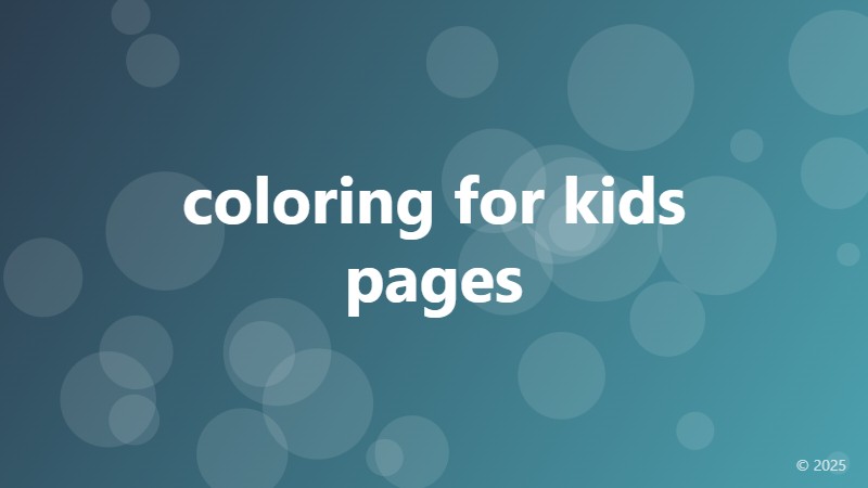 coloring for kids pages