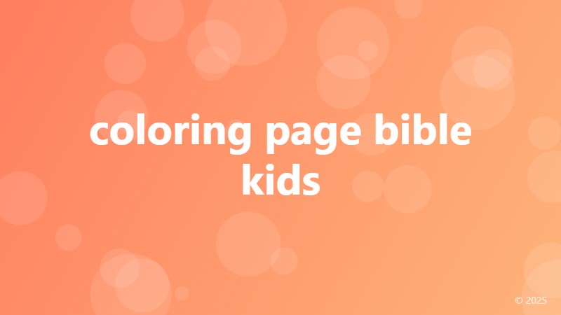 coloring page bible kids