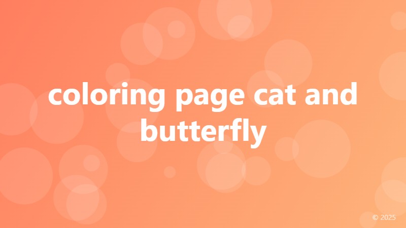 coloring page cat and butterfly