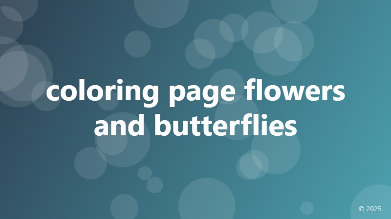 coloring page flowers and butterflies