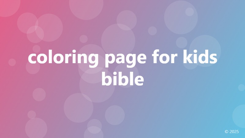 coloring page for kids bible