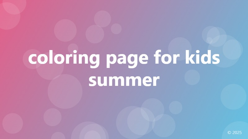coloring page for kids summer