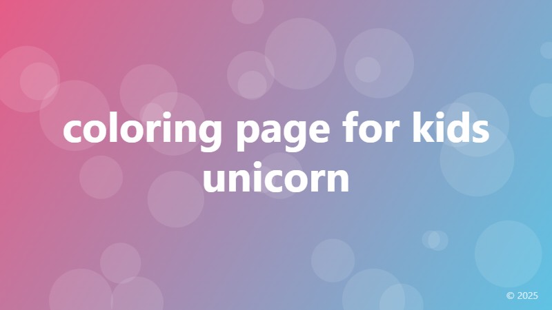 coloring page for kids unicorn