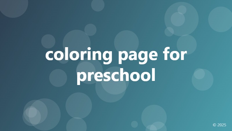 coloring page for preschool