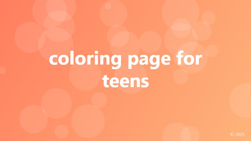 coloring page for teens