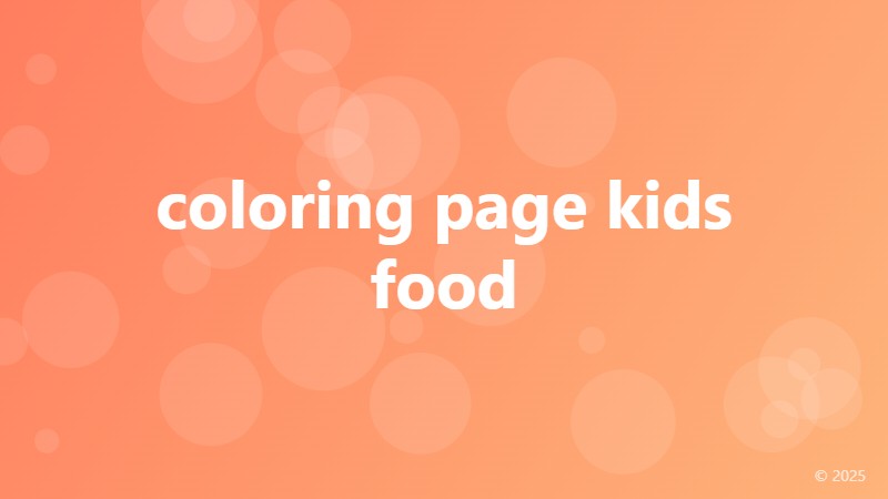coloring page kids food