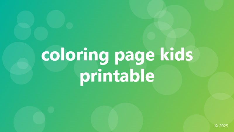 coloring page kids printable