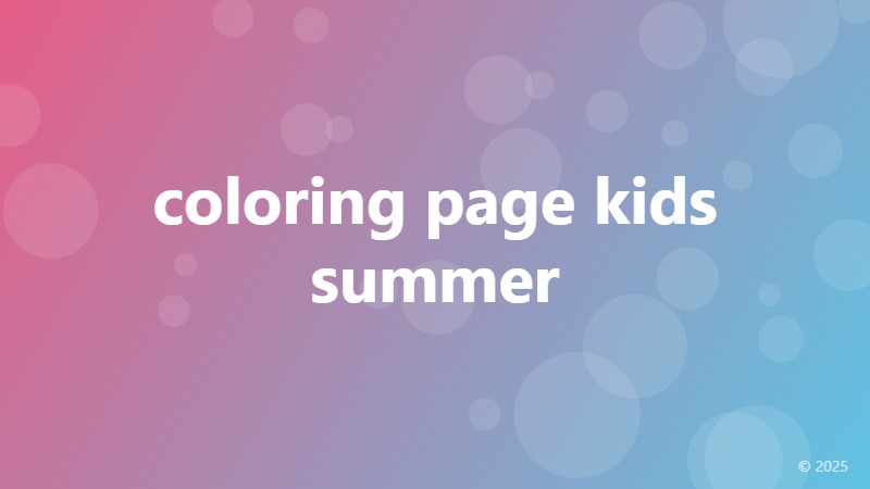 coloring page kids summer