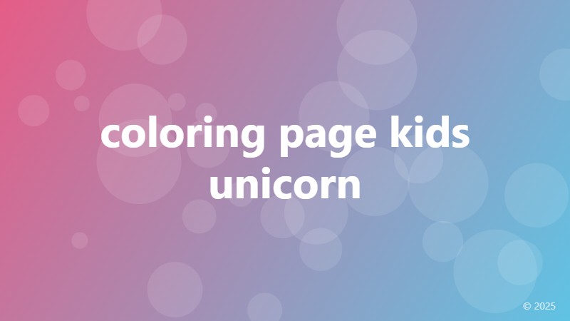 coloring page kids unicorn