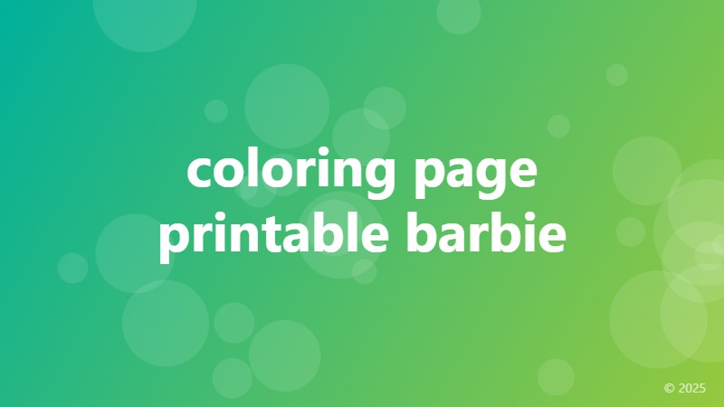 coloring page printable barbie