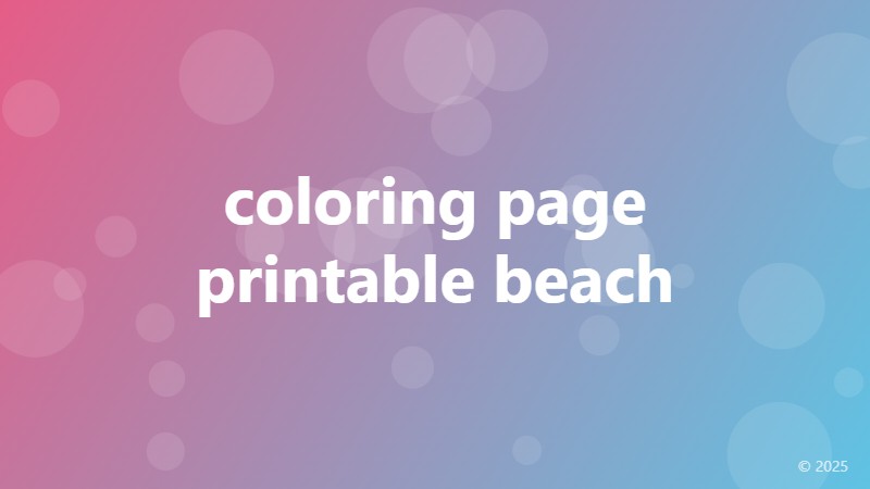 coloring page printable beach