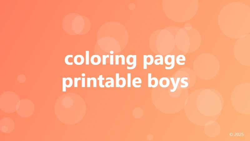 coloring page printable boys