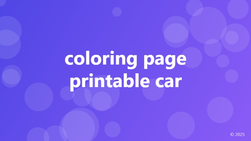 coloring page printable car