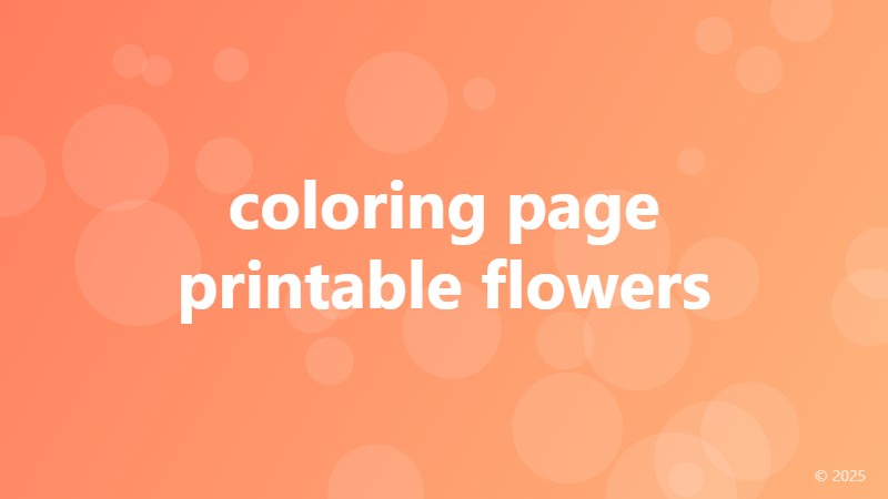 coloring page printable flowers
