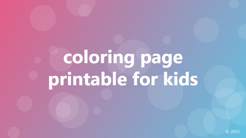 coloring page printable for kids