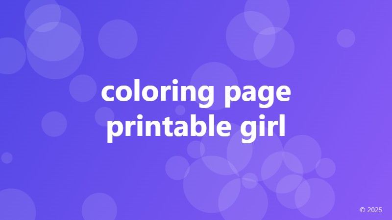 coloring page printable girl
