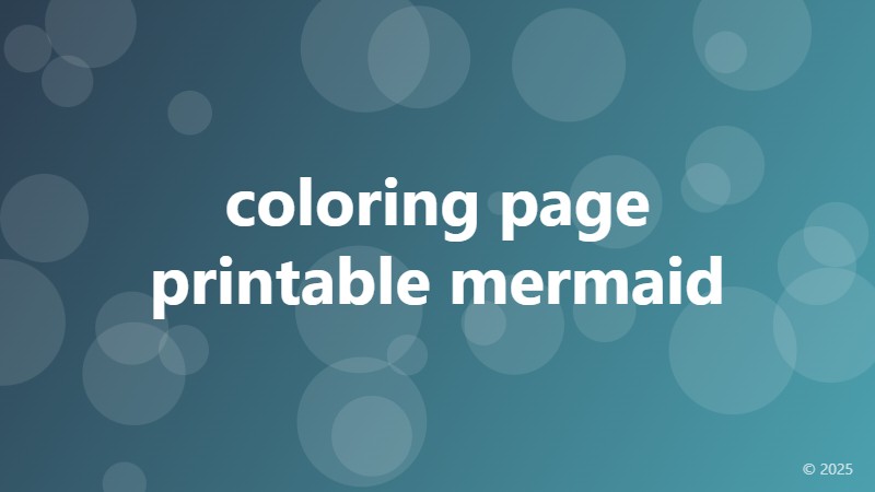 coloring page printable mermaid