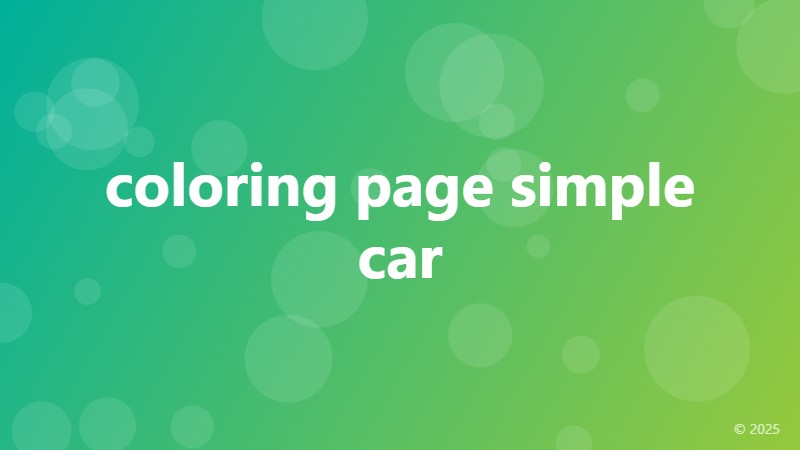 coloring page simple car