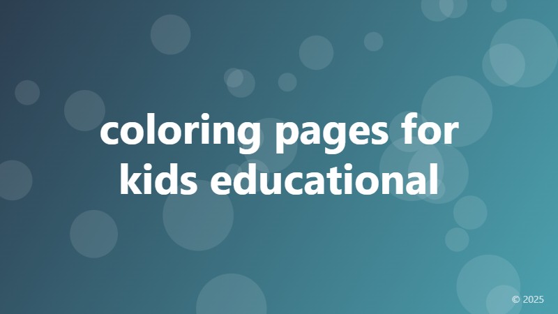 coloring pages for kids educational