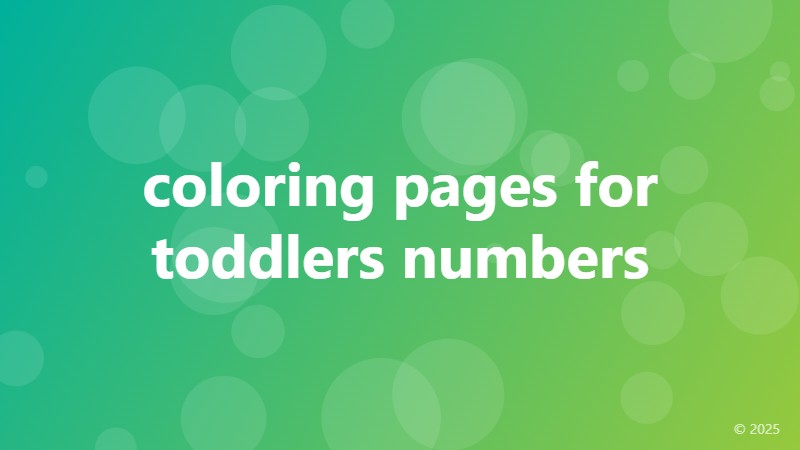 coloring pages for toddlers numbers