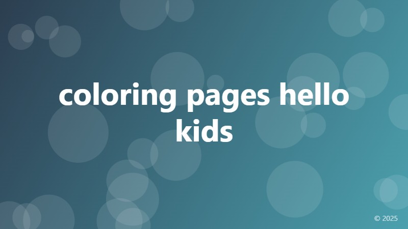 coloring pages hello kids