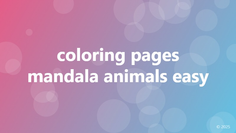 coloring pages mandala animals easy