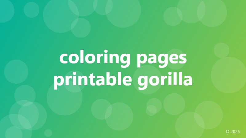 coloring pages printable gorilla