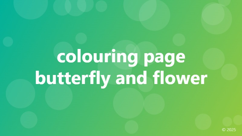 colouring page butterfly and flower