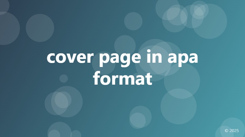 cover page in apa format