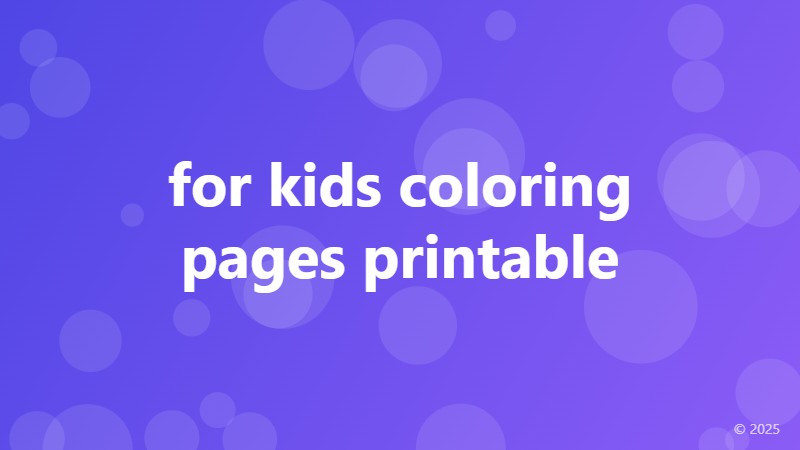 for kids coloring pages printable