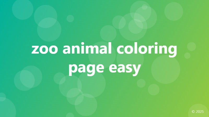 zoo animal coloring page easy